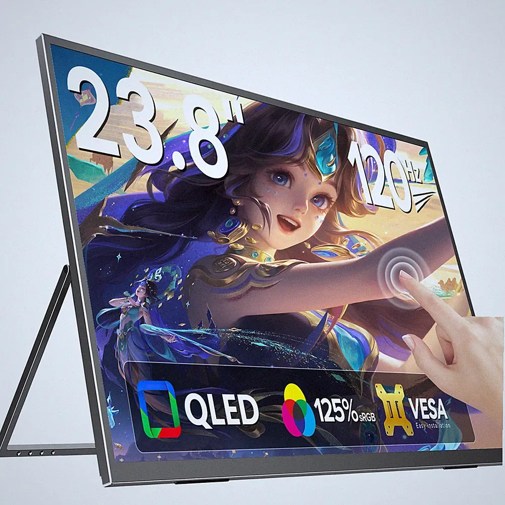 23.8" 1080P 120Hz Touch Portable Monitor Adjustable Stand For Gaming & Work & PC