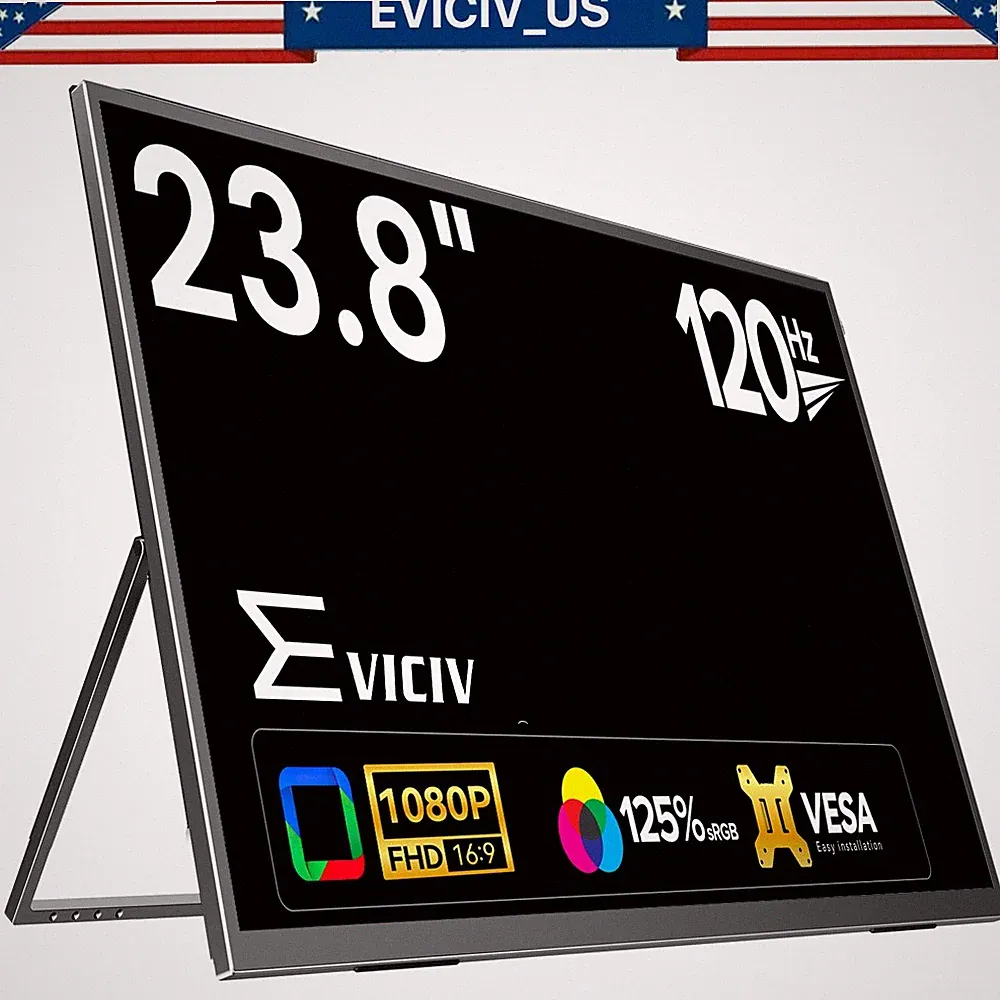 23.8" 120Hz Portable 100%sRGB Screen Monitor Display For Raspberry Pi 5 Mini PC