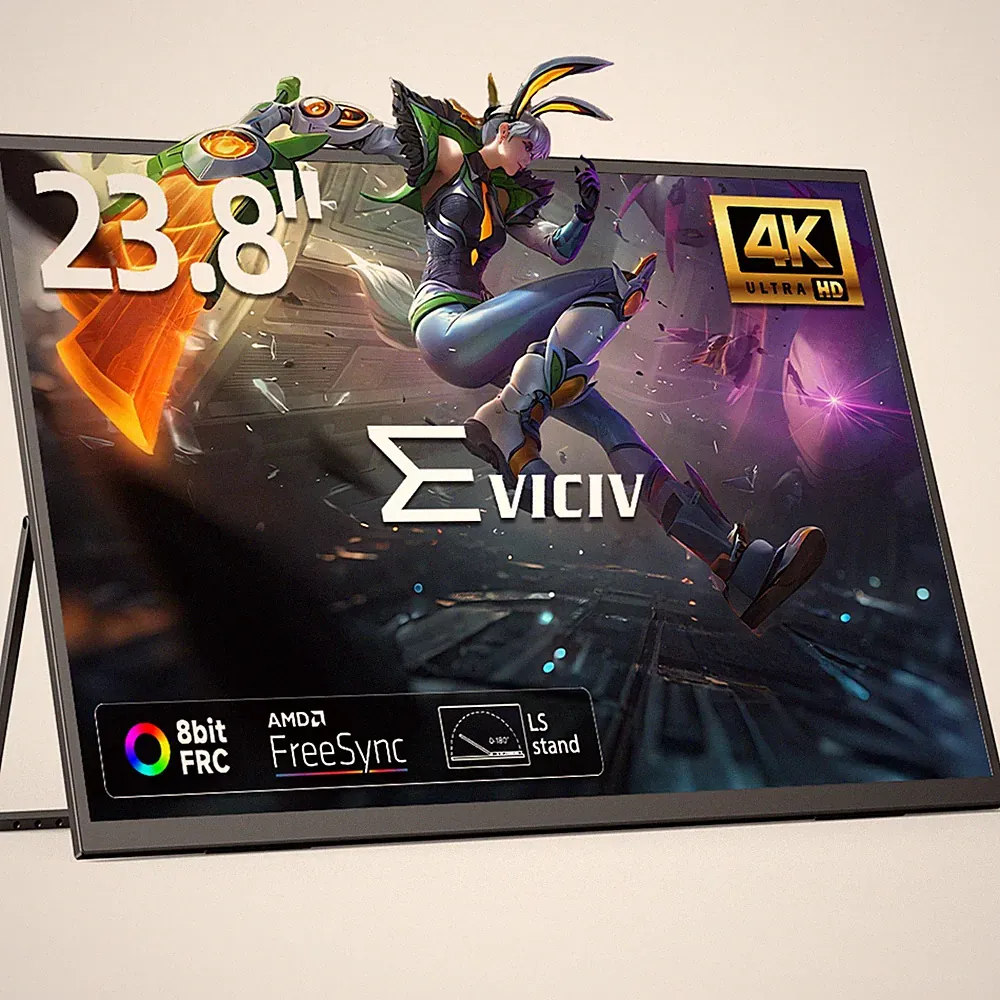 23.8" 4K Portable Monitor VESA Mountable Freestanding Screen For Video Editing
