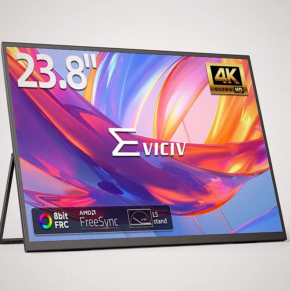 23.8" 4K UHD Portable Monitor 60Hz 400 Nits VESA Mount Adjustable Stand For PS
