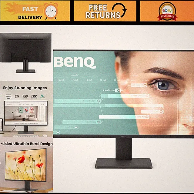 23.8" FHD 1080p IPS Eye-Care Monitor, 100Hz, HDMI, DisplayPort, Flicker-Free, Lo