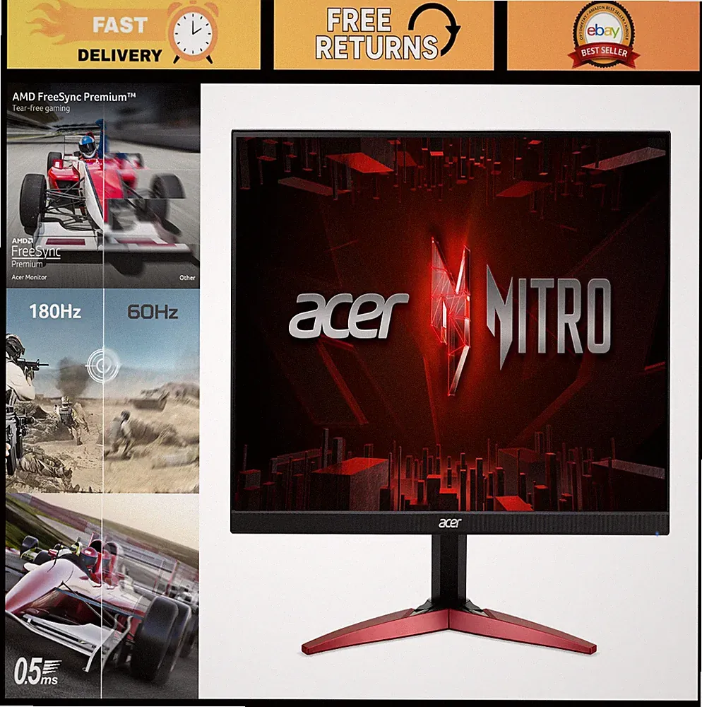 23.8" Full HD Gaming Monitor | 180Hz Refresh Rate | AMD FreeSync | HDR10 | IPS P