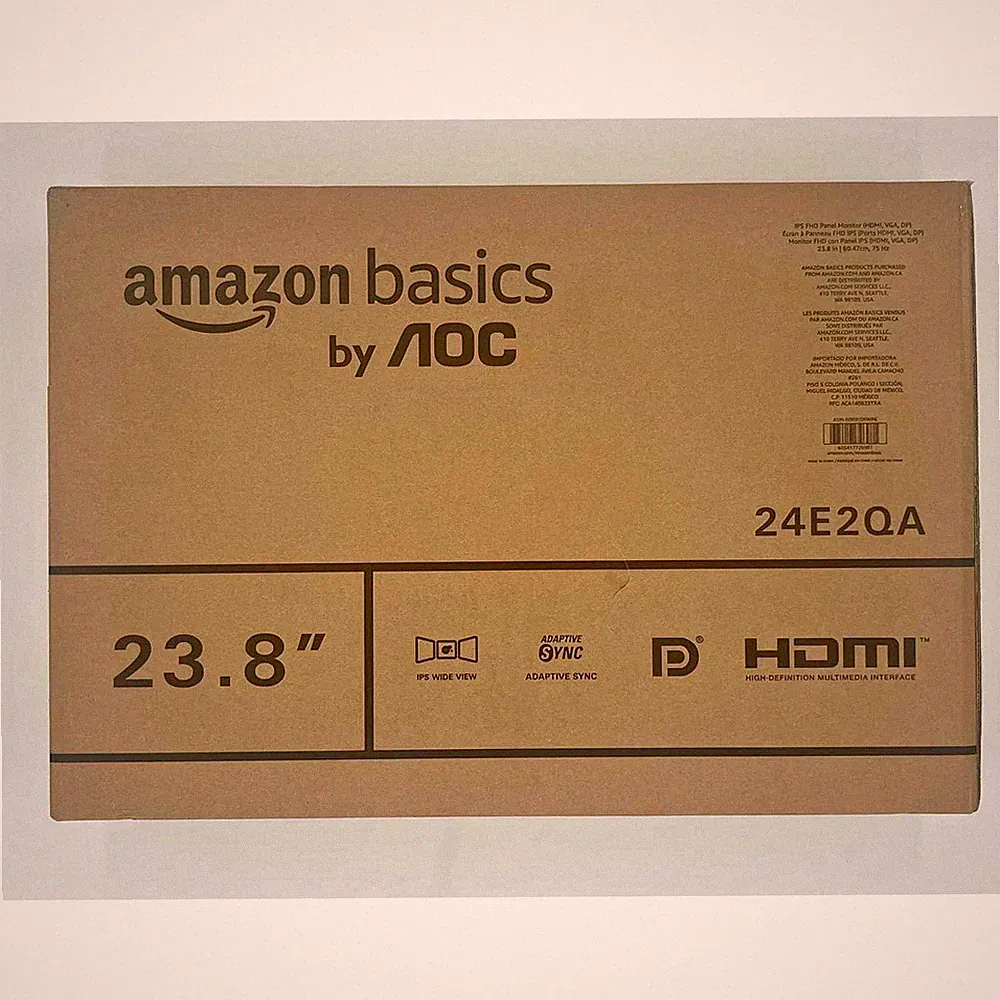 23.8 inch Amazon Basics Monitor w/ AOC Tech, FHD 1080P, 75 hz, built in speakers