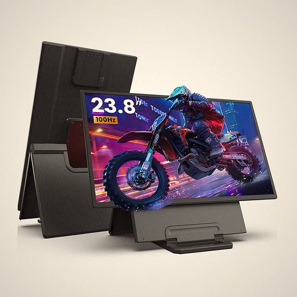 23.8" Portable Monitor, 1080p FHD 100HZ IPS Gaming Monitor, 90° Rotatable &