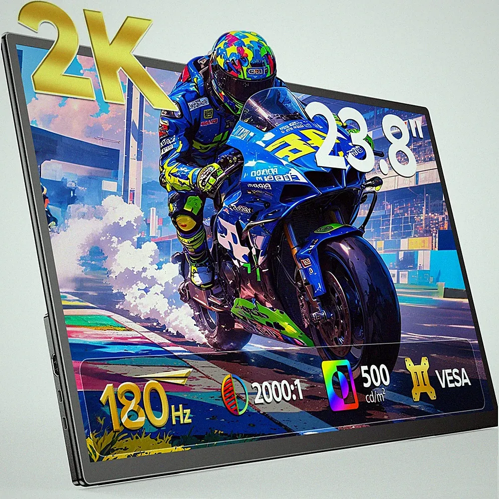 23.8" Portable Monitor 180Hz QHD 1440P Gaming Display with Adjustable Stand&VESA