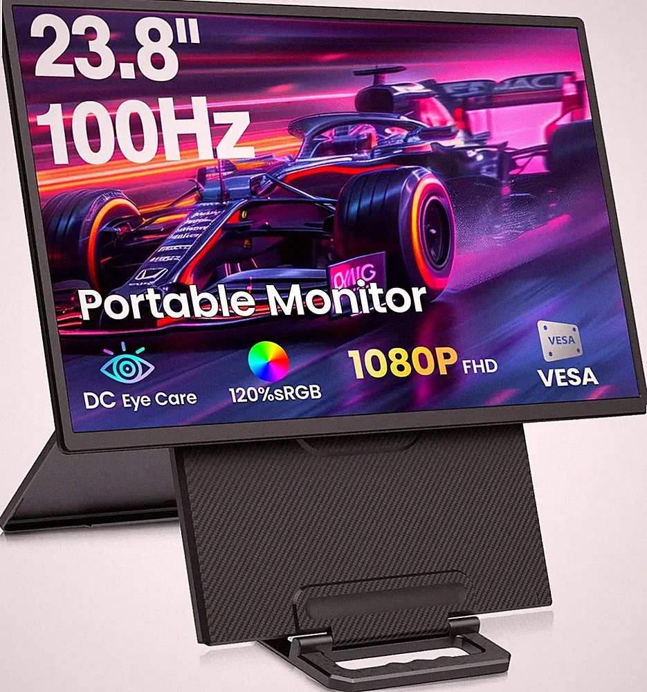 23.8'' Portable Monitor FHD 1080P 100Hz IPS USB-C HDMI w/ Stand Speakers