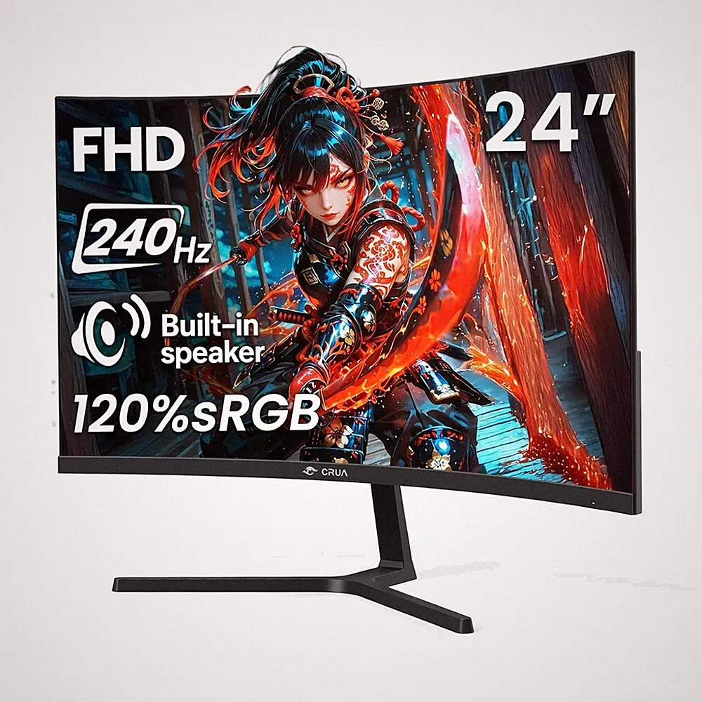 24" 1920x1080P Curved Gaming Monitor, 240Hz, Low Motion Blur