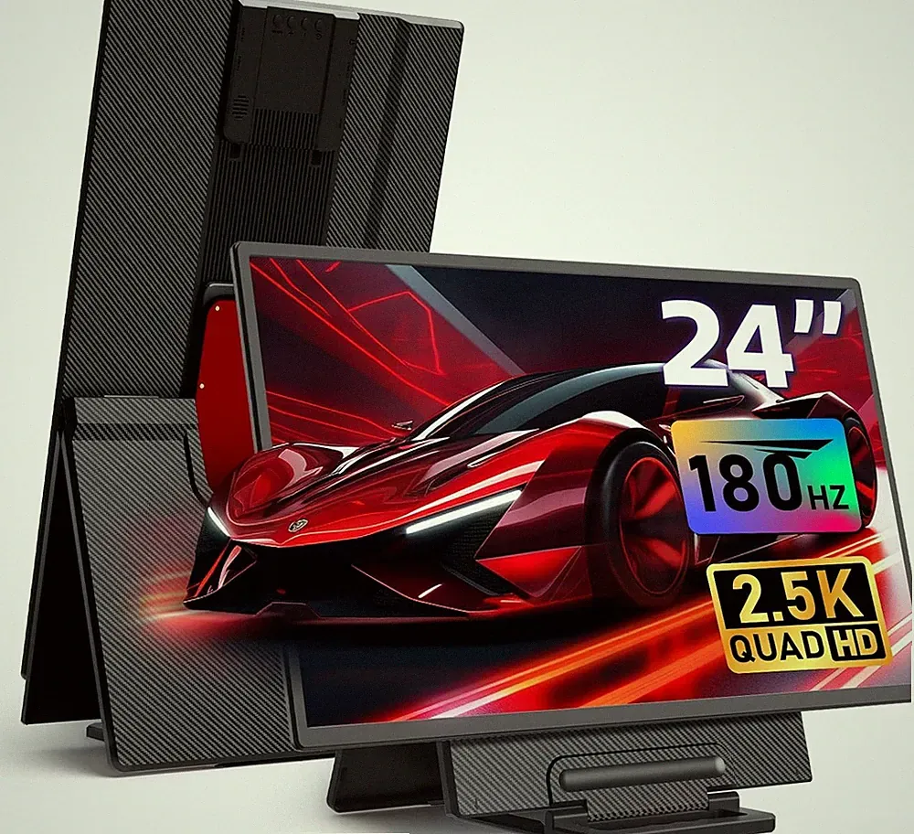 24" 2.5K 180Hz Portable Monitor - HDR USB-C HDMI External Gaming Display