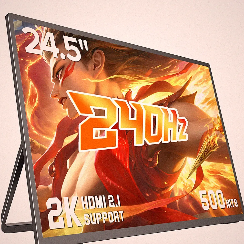 24.5" 240Hz QHD Portable Monitor 1440P DP 1.4 Gaming Display with Stand & VESA