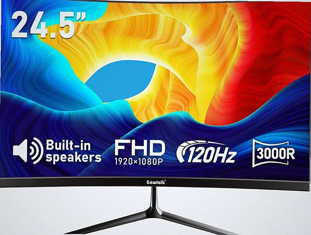 24.5" Curved Gaming Monitor 120Hz Full HD, Built-In Speakers, HDMI, VGA