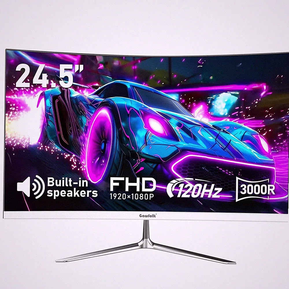 24.5 in Gaming Curved Monitor, 3000R 120Hz White FHD 1080P Monitor
