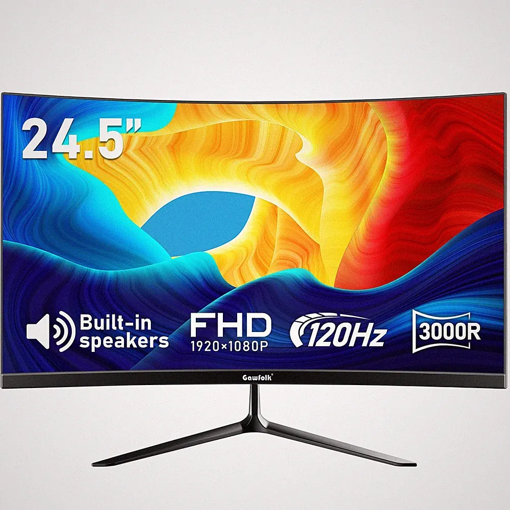 24.5 Inch Gaming Curved Monitor 3000R 120Hz PC Screen Full HD 1080P