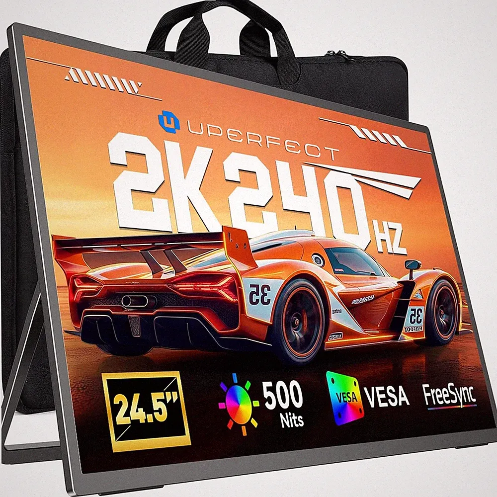 24.5" Portable Monitor 240Hz QHD 1440P DP 1.4 Gaming Display with Stand & VESA
