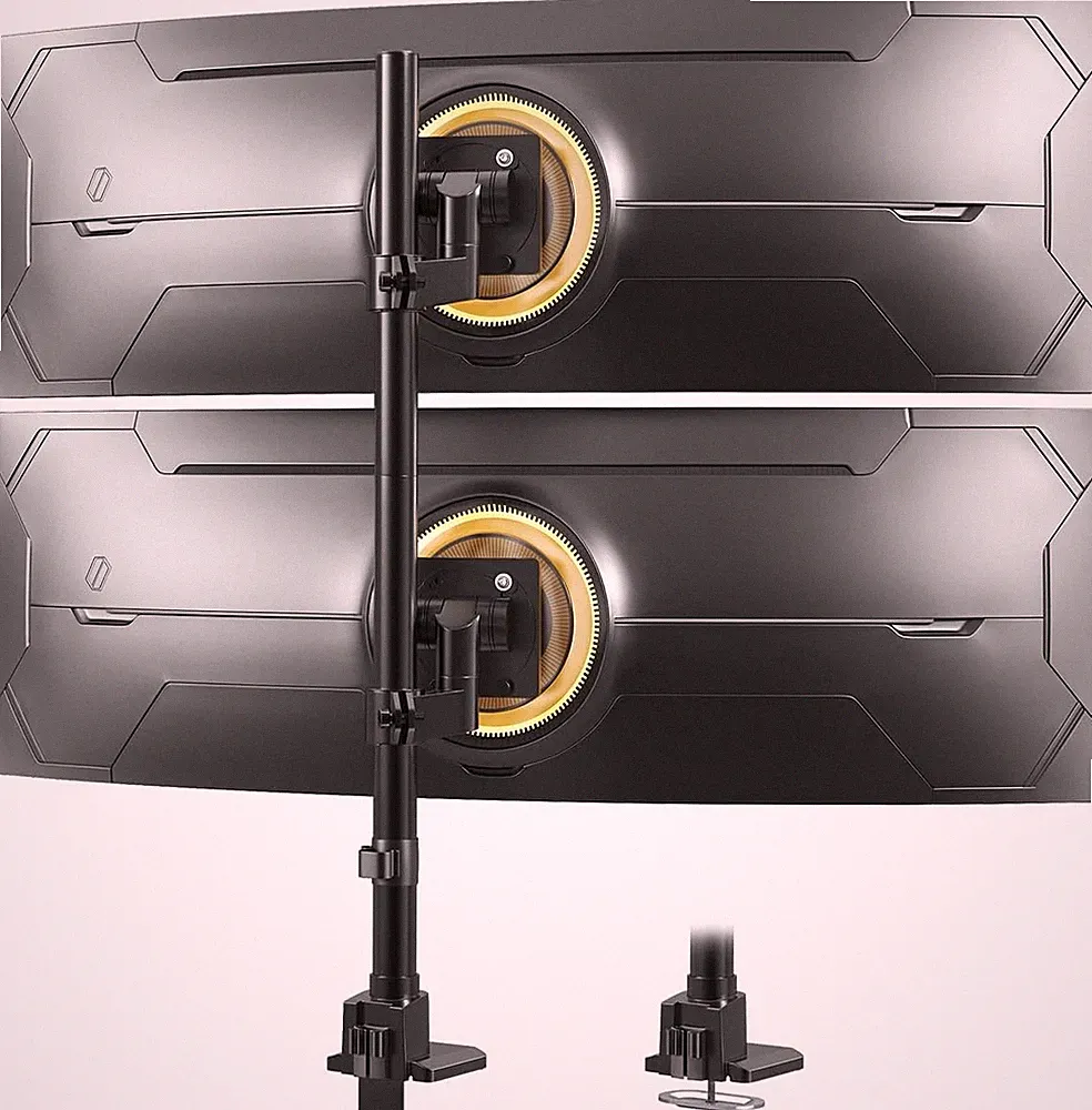 24-57 inch Vertical Dual Monitor Mount, Adjustable Stacked Double Monitor Desk