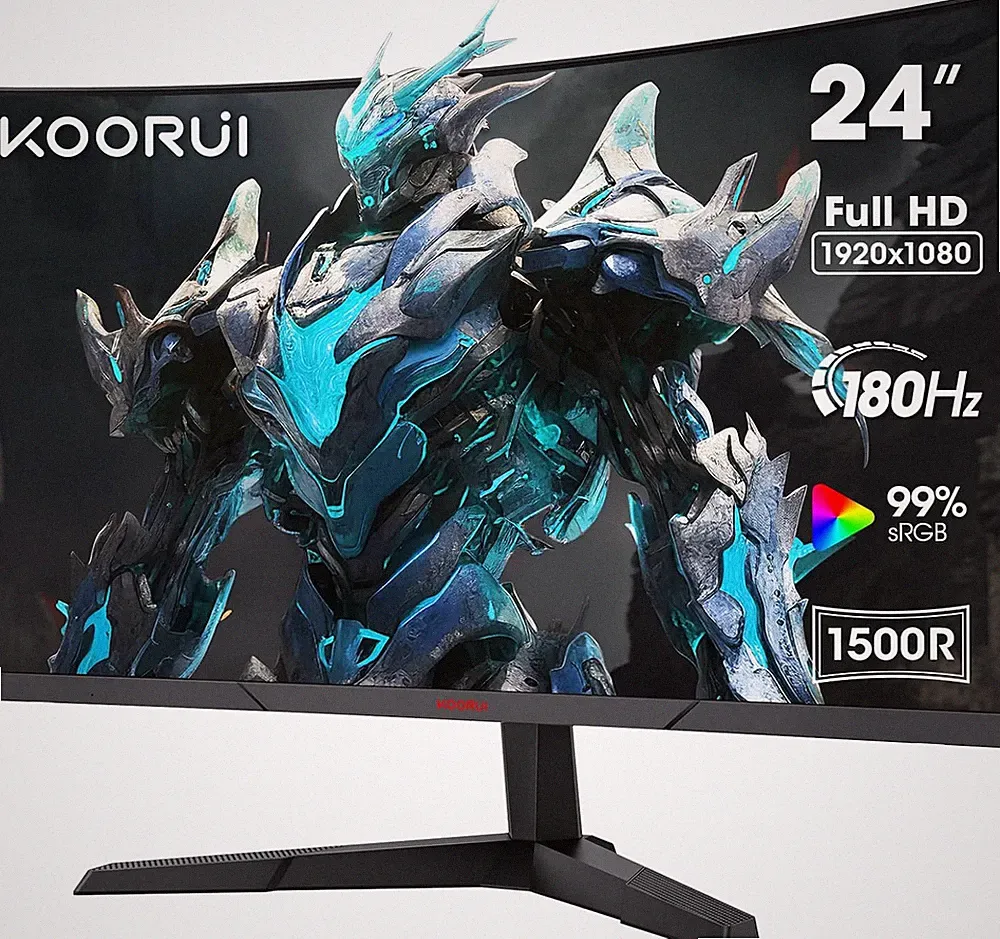24" Curved FHD Gaming Monitor, 180Hz, 1ms, Eye Care, VESA Compatible, Adjustable