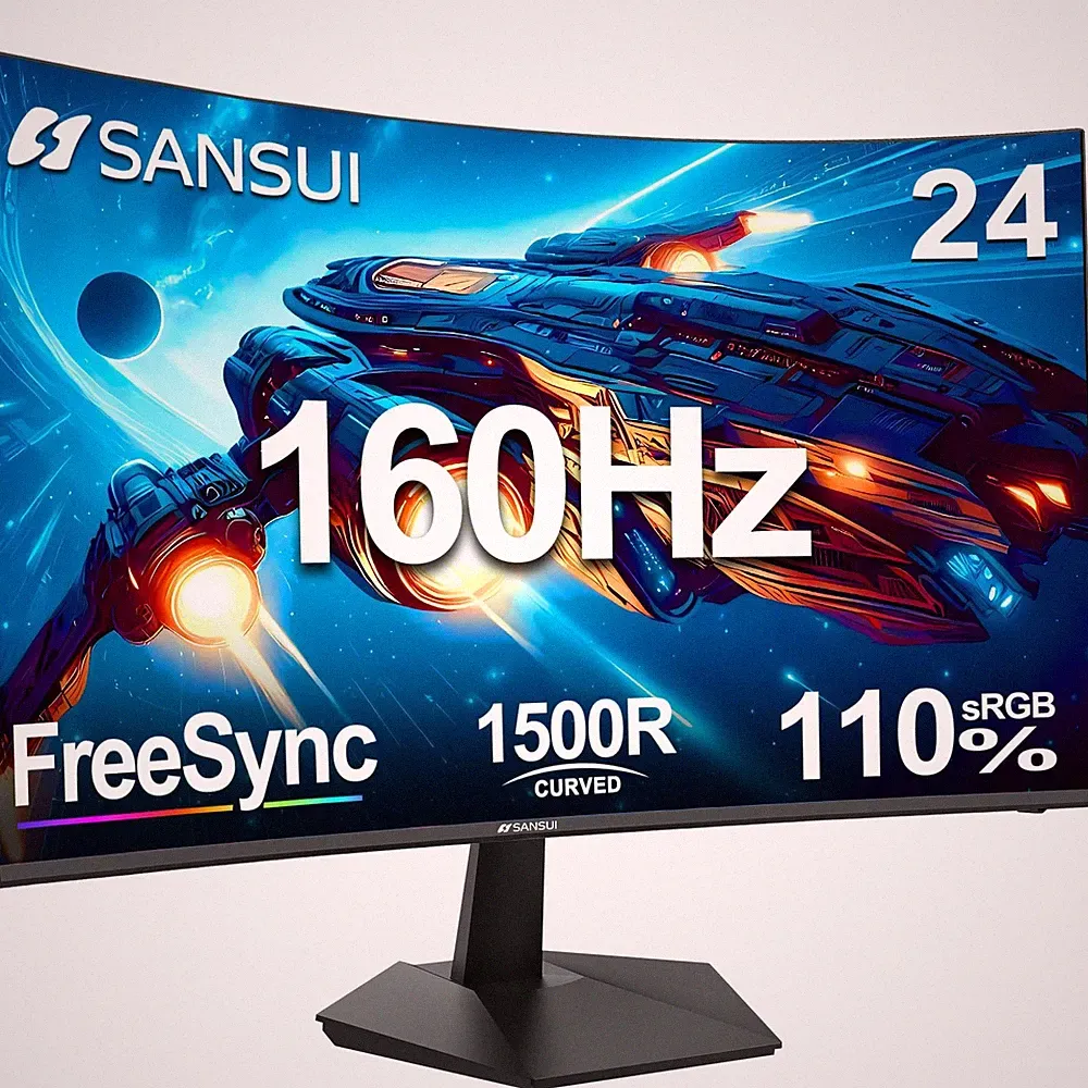 24" Curved Gaming Monitor 160Hz MPRT 1ms FHD 1080P FreeSync HDR HDMI DP VESA Mou
