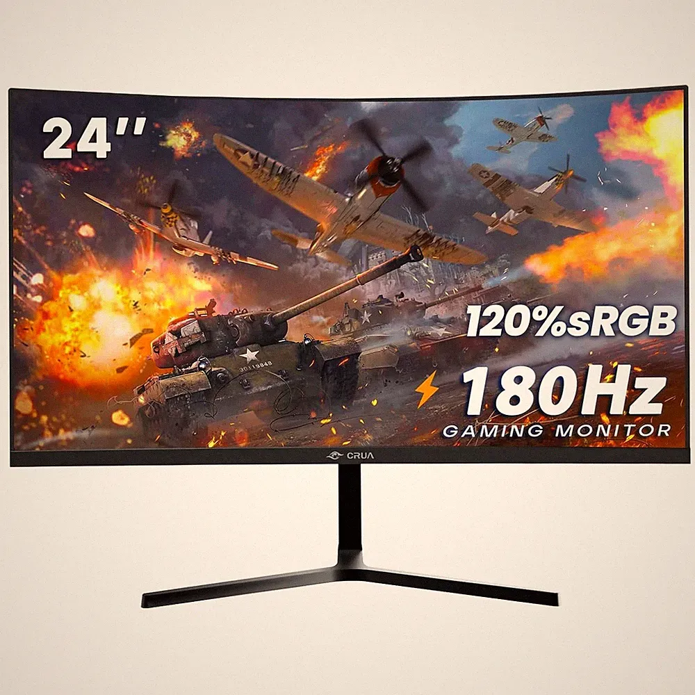 24” Curved Gaming Monitor, 180Hz/144Hz FHD 1080P, 120% sRGB, AMD FreeSync, Lo...