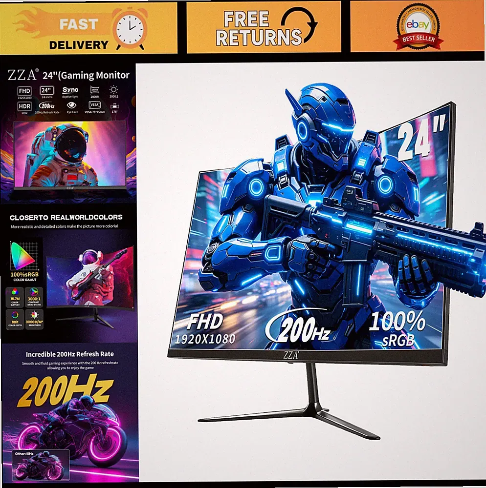 24" Curved Gaming Monitor 200Hz FHD 1080P, Ultra-Smooth Display, Immersive Exper