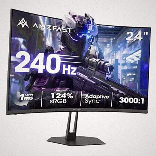 24" Curved Gaming Monitor, 240Hz 1ms 1080P, Ultra-Slim Base