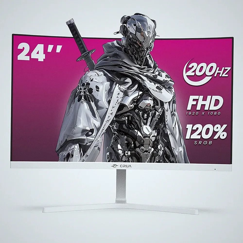 24" FHD 1080P Curved Gaming Monitor, 200Hz, 2800R, AMD FreeSync, White Finish