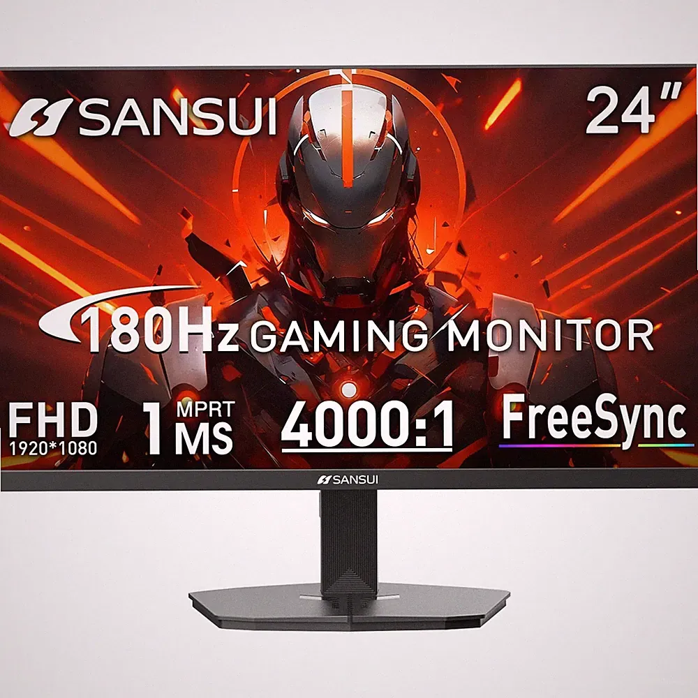 24" FHD 1080P Gaming Monitor, 180Hz Refresh Rate, Ideal for Gaming & Office Use