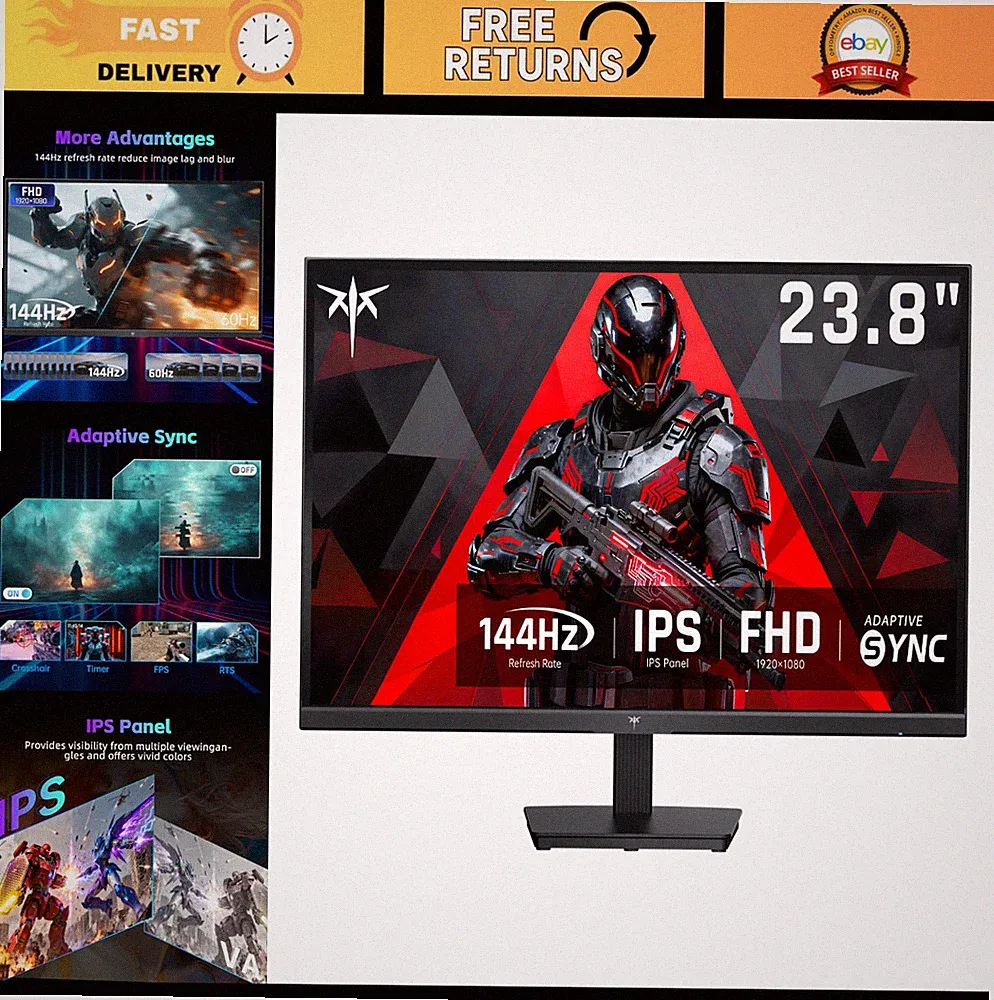 24" FHD 144Hz Gaming Monitor - IPS, Adaptive-Sync, HDMI/DP, Bluelight Filter, Ti