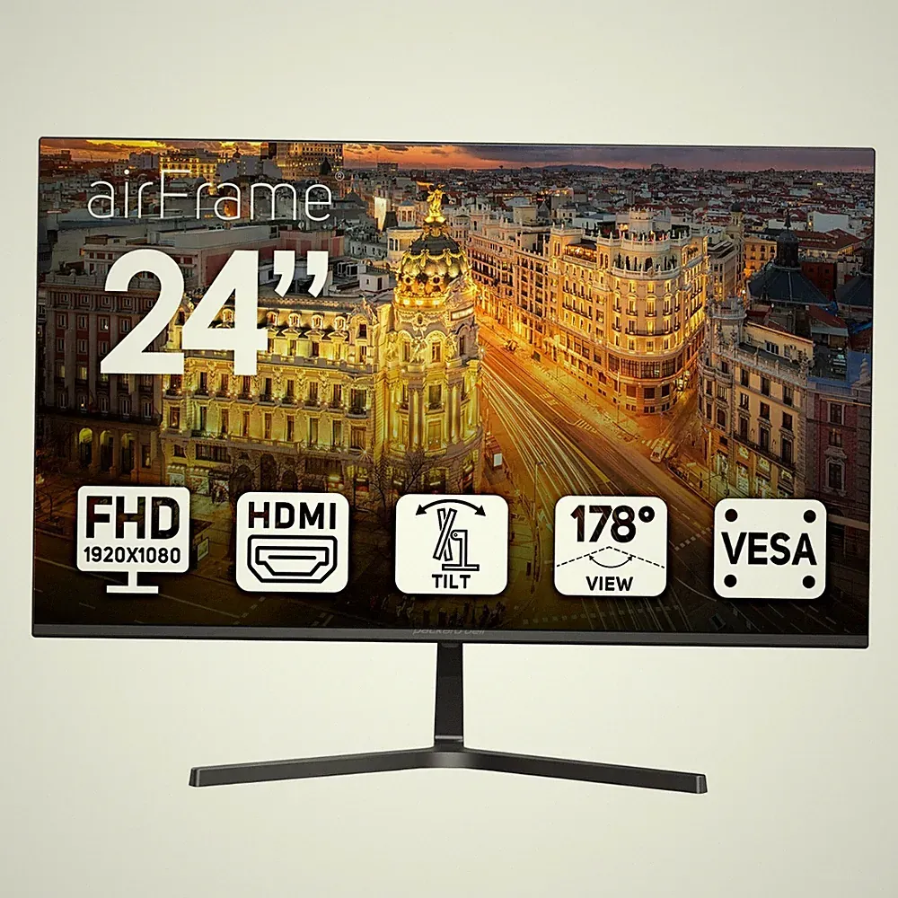 24" FHD Monitor, 1920x1080, 75hz, VESA, Tilt, HDMI/VGA, Slim Bezel