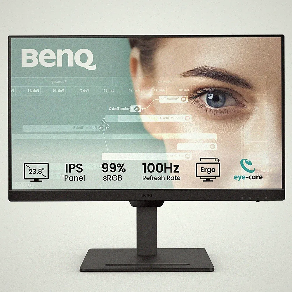 24 Inch 1080P FHD IPS Monitor Height Adjustable Ergonomic Design Eye Care Tech