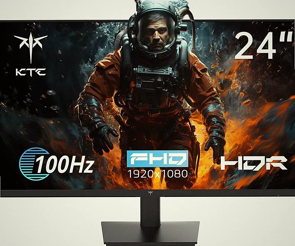 24 Inch 1080P Full HD Computer Monitor, 100Hz HDR10 Frameless Gaming Monitor wit