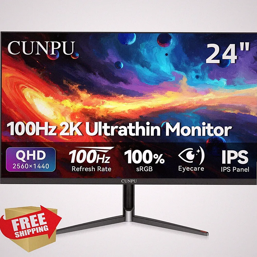 24 Inch 1440P 100Hz QHD IPS Monitor Slim Bezel VESA