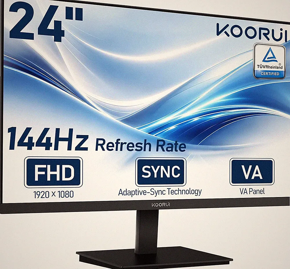24 Inch Computer Monitor, 144Hz FHD VA for Study, Work & Play | Adaptive Sync, 4