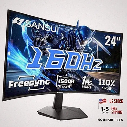 24 Inch Curved 160Hz Gaming Monitor,1500R Curved Gaming Monitor FHD 24 inch