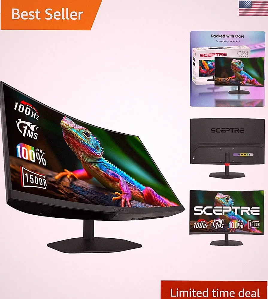 24-Inch Curved Gaming Monitor 100Hz FHD 1500R w/ 1ms Response & Eye Care
