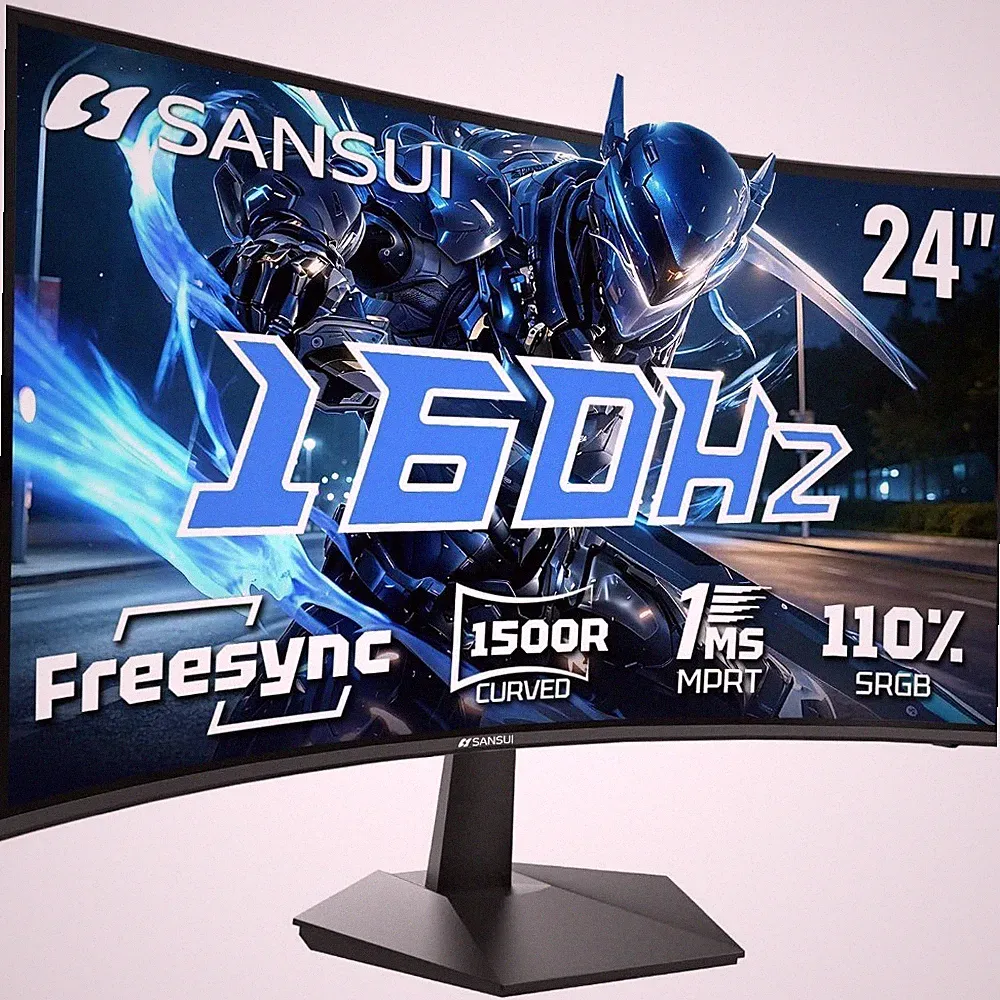 24 Inch Curved Gaming Monitor 160Hz Refresh Rate FHD 1080P 1500R Curvature 1ms