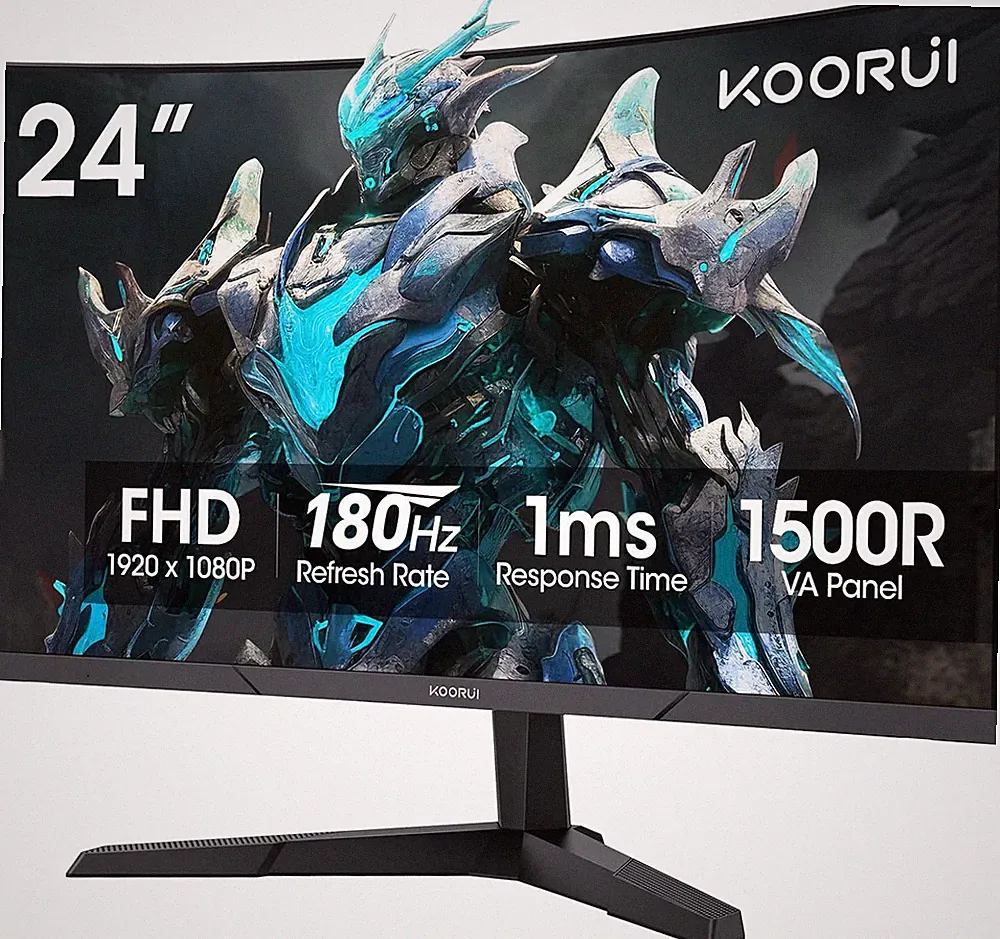 24 Inch Curved Gaming Monitor 180Hz FHD 1080P Computer Monitor, 1Ms 1500R Displa