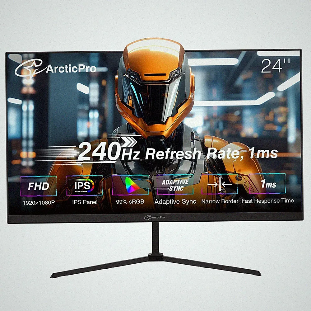 24 inch Gaming Monitor 240Hz, FHD 1080p, IPS Panel, 1ms Response Time, Adapti...