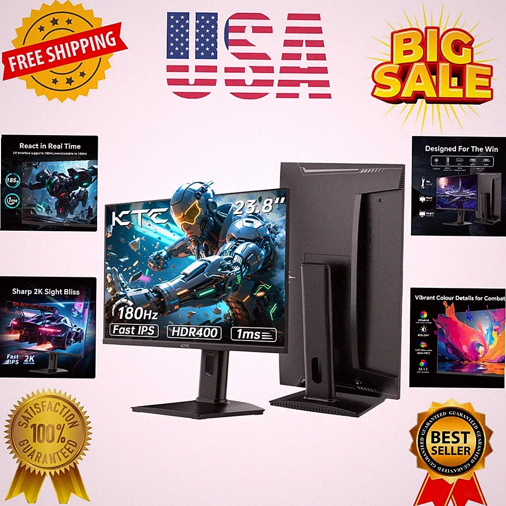 24 inch Gaming Monitor QHD 180Hz, Fast IPS 1440p Computer Monitor, Up to 185H...