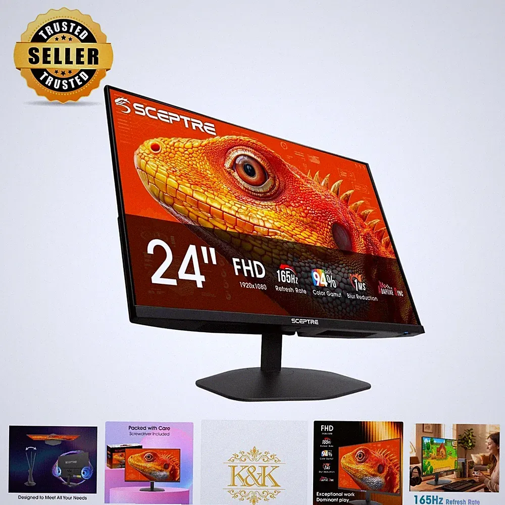 24-Inch Ultra-Smooth 165Hz Gaming Monitor with Built-in Speakers & Adaptive Sync