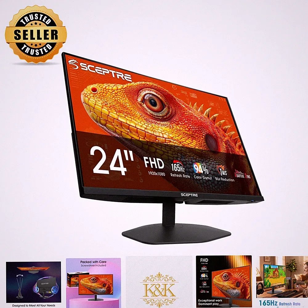 24-Inch Ultra-Smooth 165Hz Gaming Monitor with Built-in Speakers & Adaptive Sync