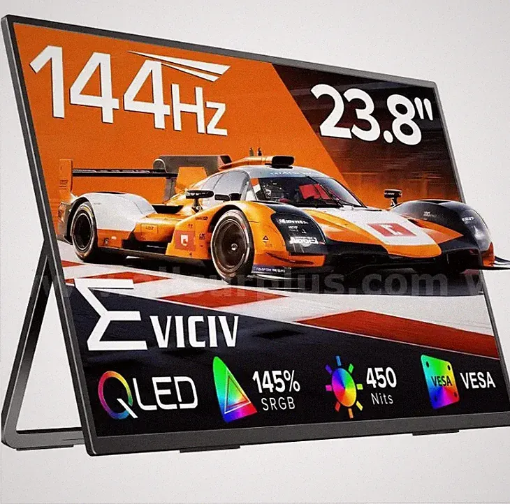 24" Portable 144Hz QLED Monitor, 1080P, USB-C, HDMI, VESA, Gaming Ready