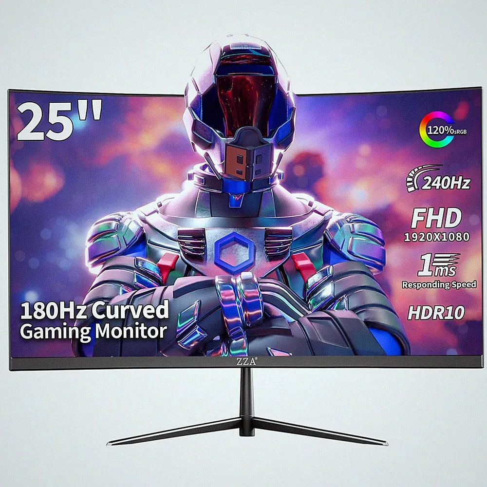 25" Curved Gaming Monitor 240Hz/144Hz FHD 1920x1080 VA, FreeSync, Blue Light Fil