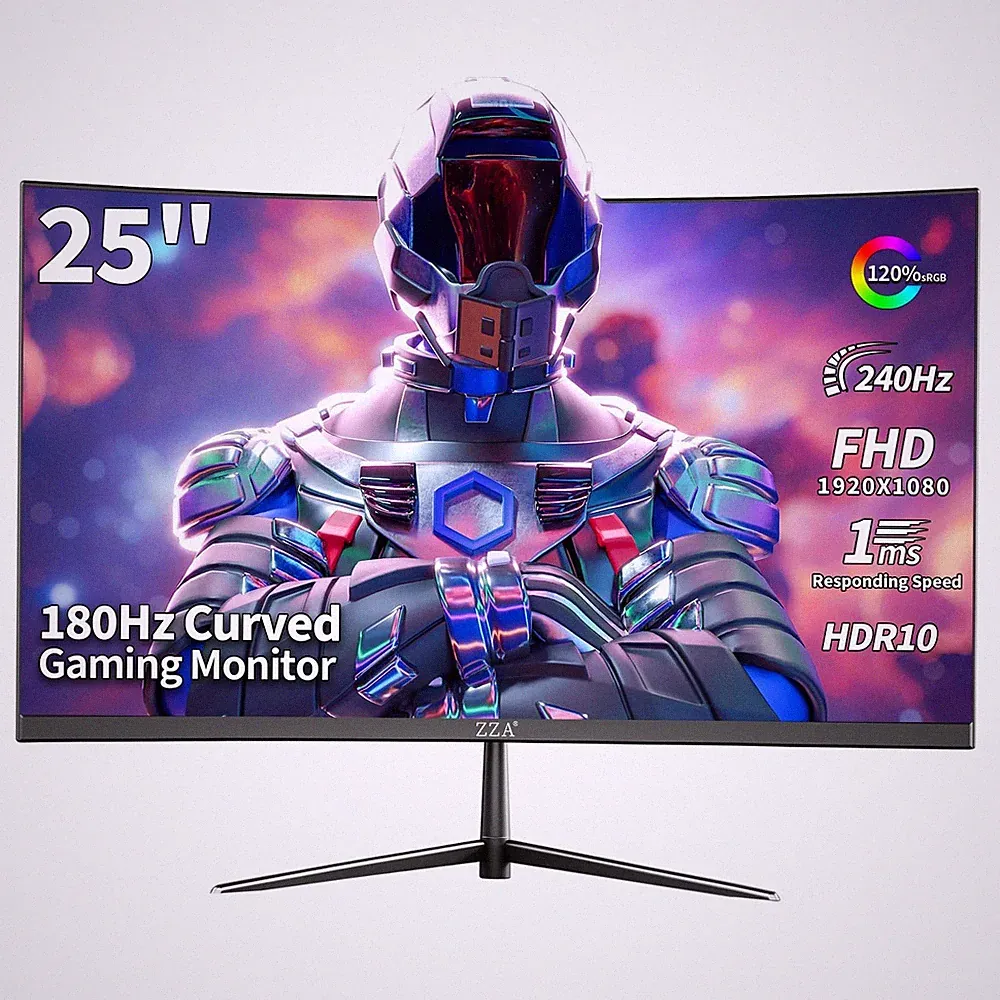 25" Curved Gaming Monitor 240Hz 144Hz FHD 1920x1080 VA Screen Freesync Blue Ligh
