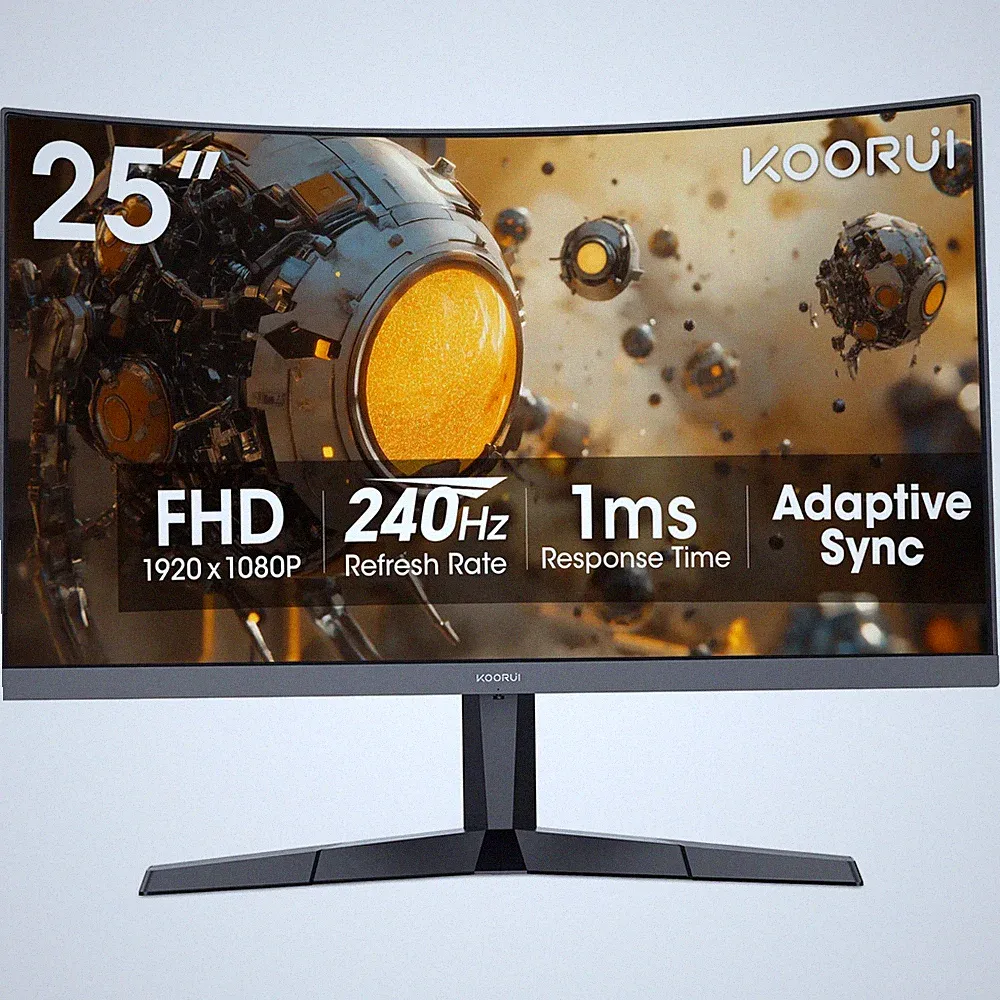 25" FHD Gaming Monitor, 240Hz 1080P Curved Monitor, Adaptive G-Sync, New, G2511X