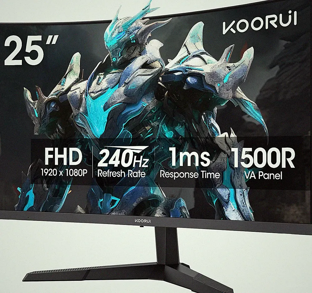 25 Inch Curved Gaming Monitor 240Hz FHD 1080P Computer Monitor, 1500R 1Ms MPRT D