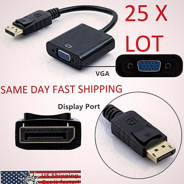 25X Display Port DP to VGA Adapter Cable 1080P for laptop desktop Game Monitor