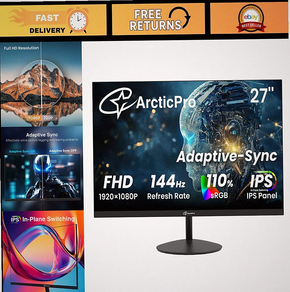27" 144Hz Gaming Monitor, FHD 1080p IPS Display, Ultra-Slim, Fast Response Time