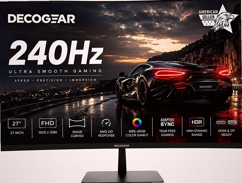 27" 240Hz Curved Gaming Monitor FHD 1080p 1500R VA Display HDR 99 sRGB Adaptive