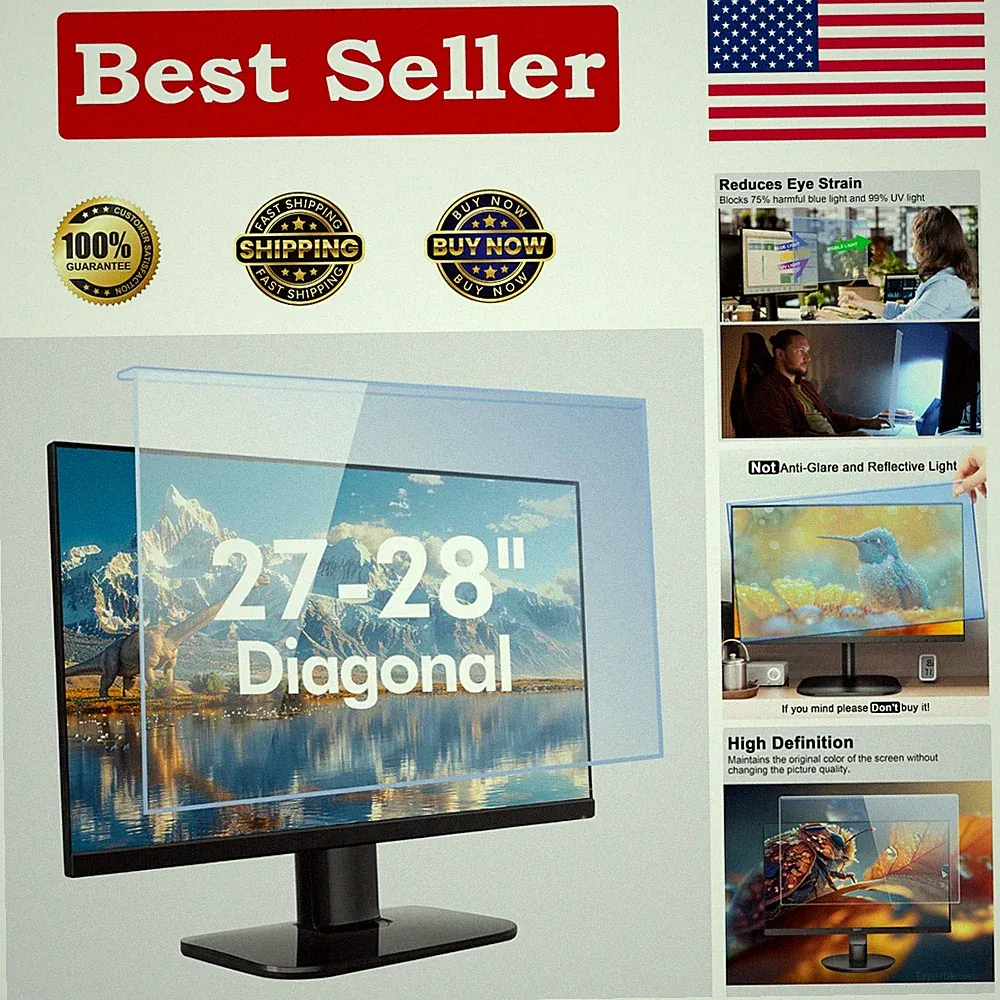 27-28 Inch Blue Light Filter for Computer Monitor, Computer Screen Blue Light Bl