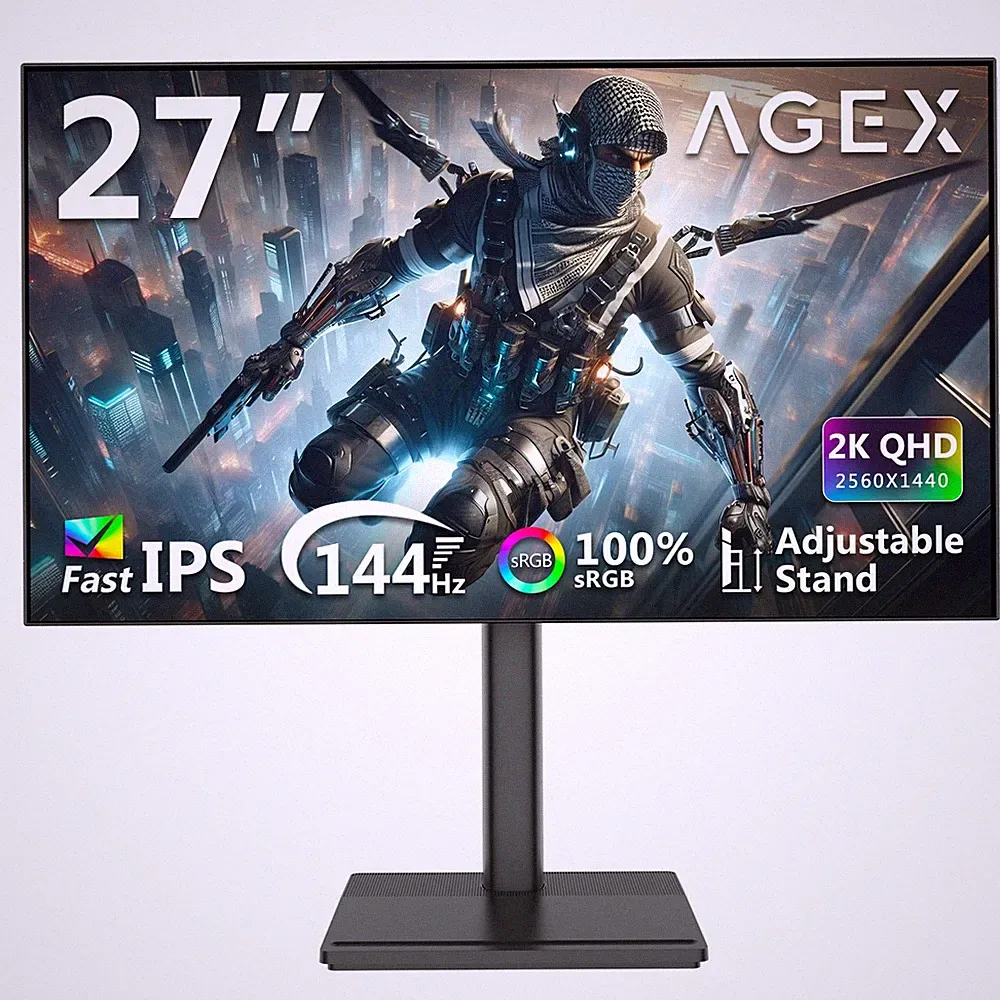 27" 2K 2560x1440 144Hz 1ms Fast IPS Gaming Monitor, 100% sRGB, Adjustable Stand