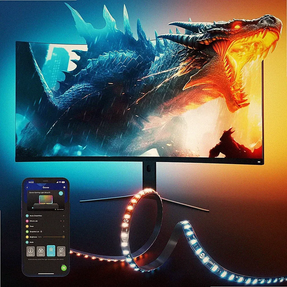 27-34" PC Gaming Light Strip Monitor Backlight Smart With RGBIC WiFi LED Lights